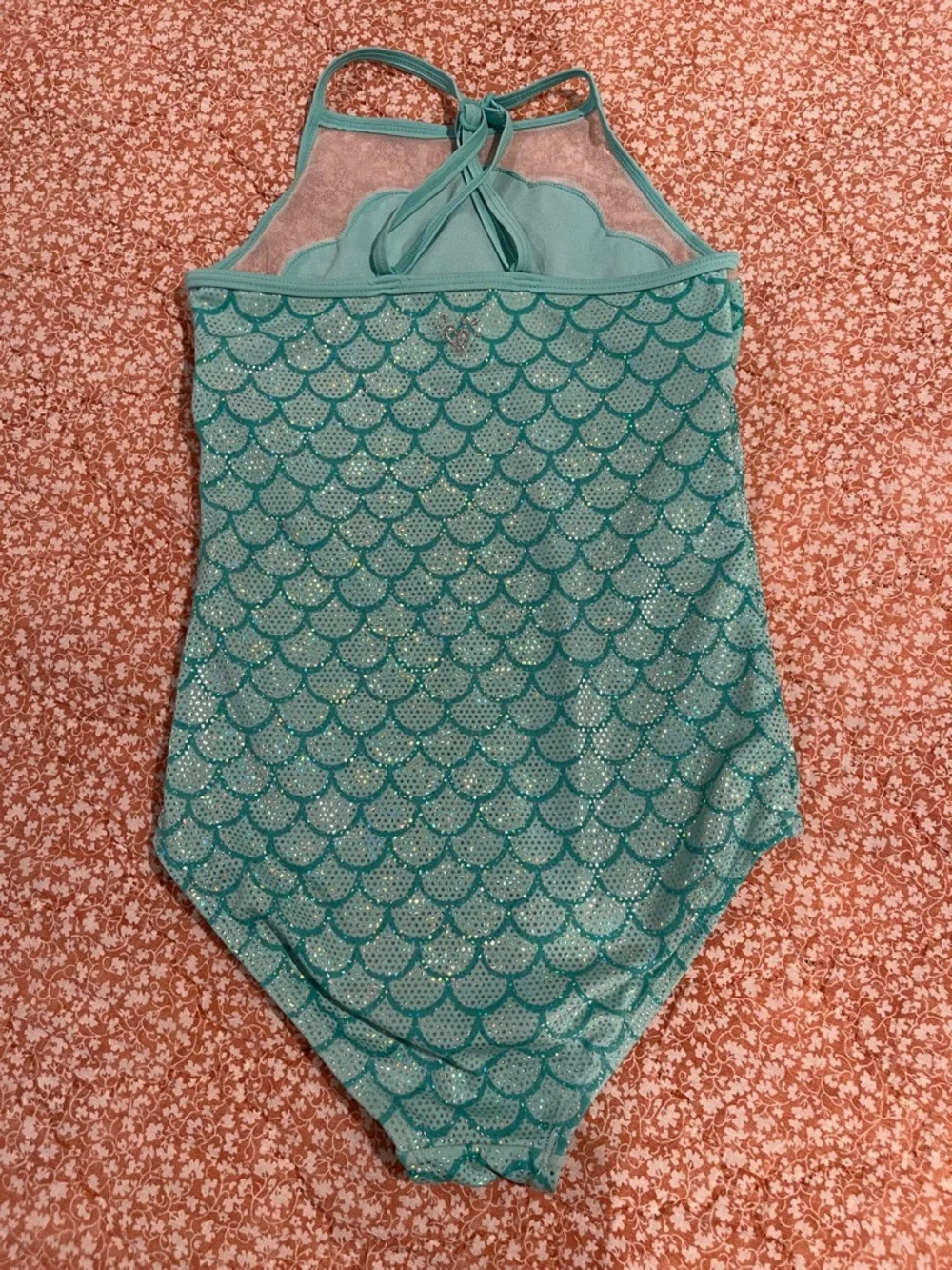 Justice Girls Mint Green Mermaid Scale One-Piece Swimsuit